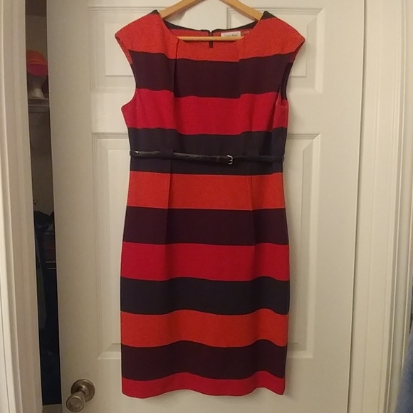 Calvin Klein Dresses & Skirts - Calvin Klein Striped Sheath Dress Size 12